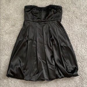 Silky Short Black Strapless Dress